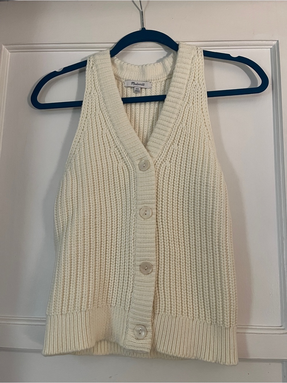 Madewell Cream Knit Button-Front Sweater Vest